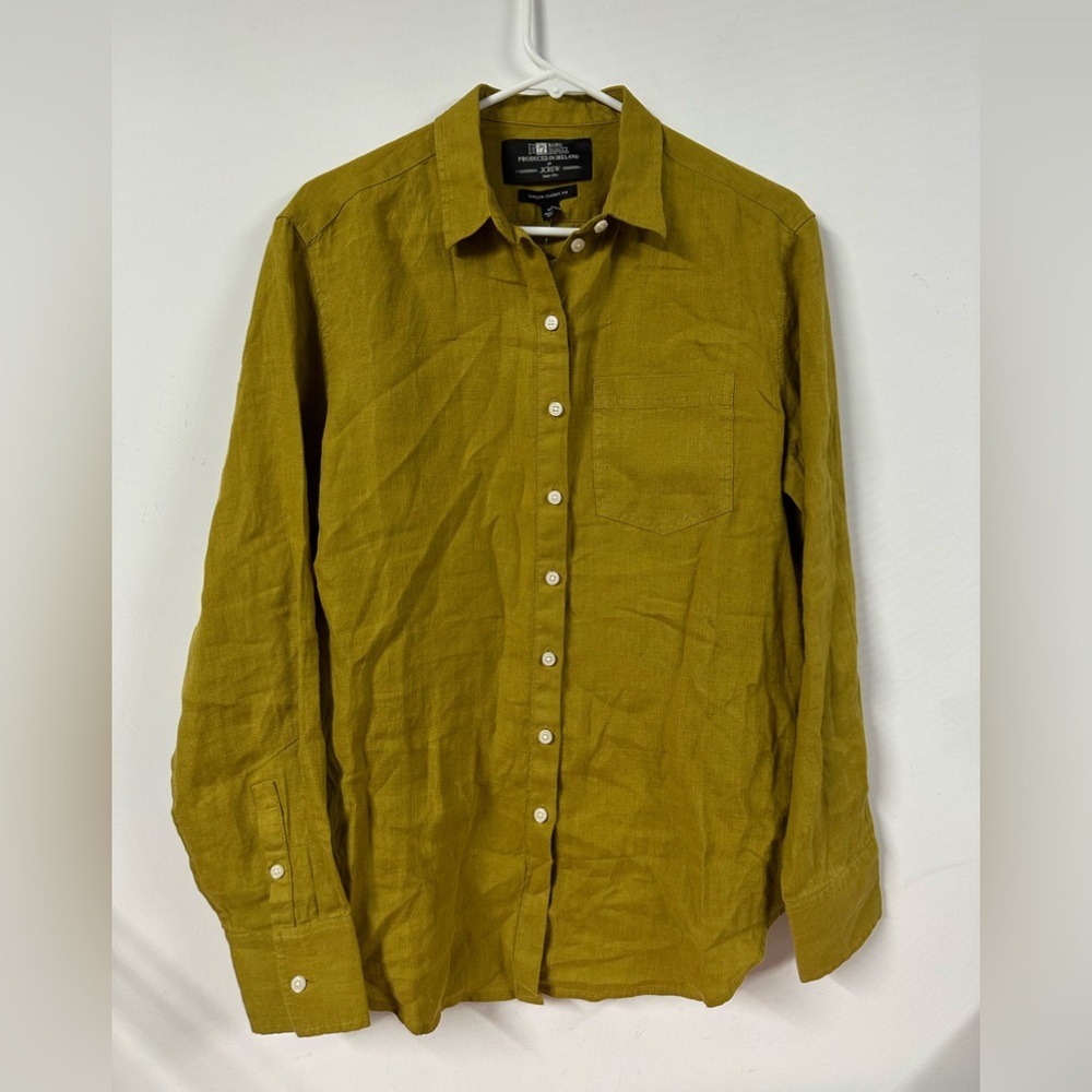 J.Crew Garçon Classic Shirt Baird McNutt Irish Linen Bronzed Olive Size 4T NWT